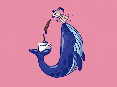 Balance II 2d balance coffe cup cute digital art graphic design illustration illustrator moka pot pour whale