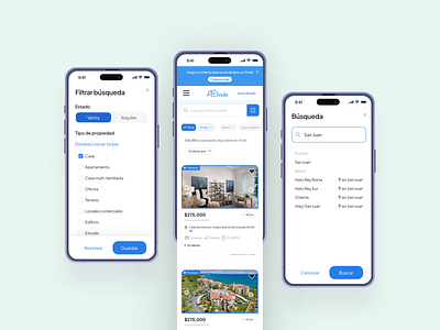 Real Estate SaaS Mobile / Listing Directory cards directory listing mobile product design real estate saas search ui design