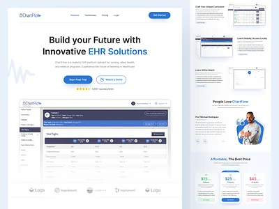 EHR Healthcare - SaaS Landing Page app clinic dentist design doctor ehr healthcare home page landing page marketing medical minimal modern platform responsive saas software ui ux website