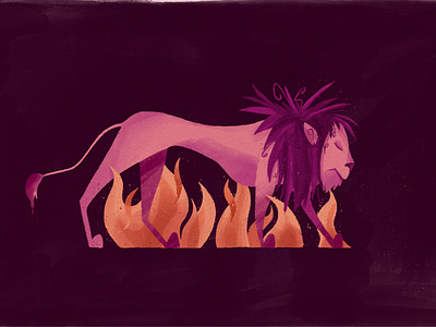 Lion and fire animal daniel illustration lion procreate