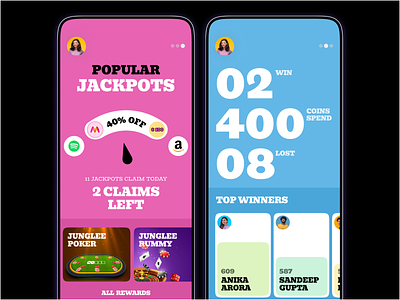 Rewards Gamification Slot Machine app cashback cred earn points earn rewards gamification jakpot leaderboard lucky draw lucky spin mobile mobile app redeem rewards reward rewards slot machine spin ui ux voucher
