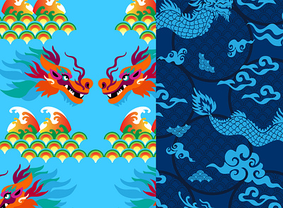 Dragon patterns graphic design illustration patterns seamless pattern surface patterns vector
