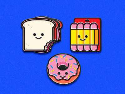 Foodie pin pal doughnut enamel pins food hot dogs icons illustration illustrator sandwich the creative pain vector