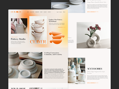 Clayer - Pottery Studio Website - Gradient Color branding ceramics design figma freelancer gradient logo pottery studio ui ux web design website