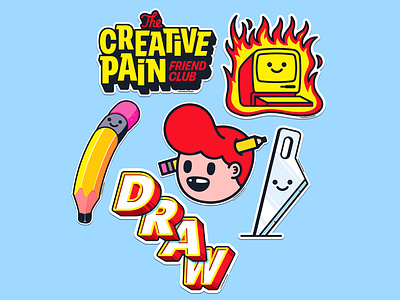 Creative stickers branding icons illustration illustrator stickers the creative pain vector