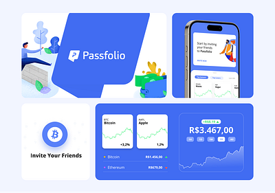 Passfolio: Crypto/Stock App Interface bitcoin branding crypto cryptocurrency design ethereum illustration ui ux