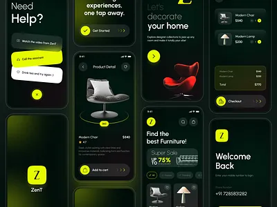 Furniture App UI Kit android app apps apps design branding cart screen design furniture furniture app furniture ui home screen ios app ui login screen ui modern ui mr chaudhari splash screen ui ui uiux ux
