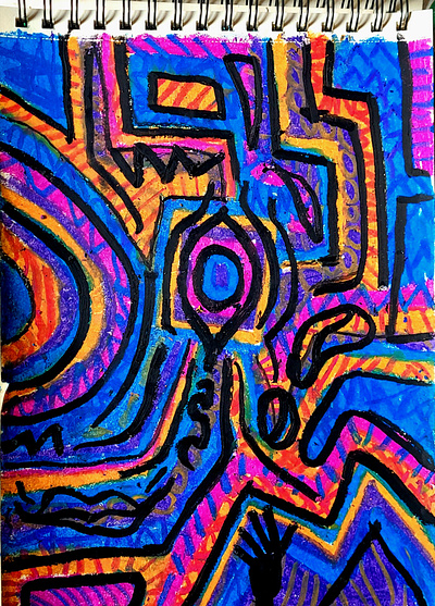Color Theory abstract colorful drawing fine art oil pastel surreal traditional art