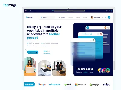 Tab Manager Web Design ai branding browse browser clean design design system graphic design landing minimal motion graphics tab manager tech ui ui design uiux user interface design ux design web design website white space