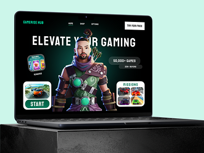 Gamerise hub game gamers gaming gaming platform graphic design landing platform ui web website