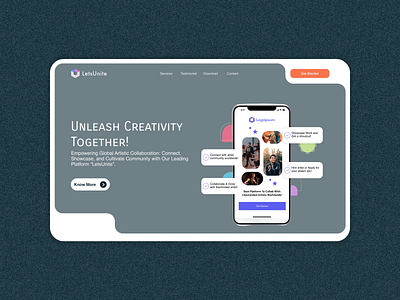 Artist Collaboration & Networking App Landing Page UI figma landing page ui ux website design