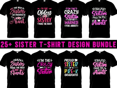 sister t-shirt design bundle illustration sister t shirt design