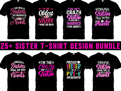 sister t-shirt design bundle illustration sister t shirt design