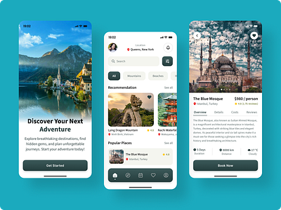 Travel App Design figma green color home screen innovative mobile app design onboarding screen tour app tourism travel app travel guide app traveling ui ui design uxui design vacation app world tour app