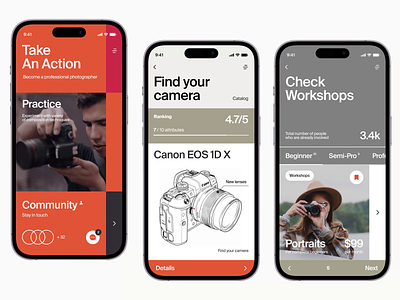 Photography classes - Mobile App Concept inspiration