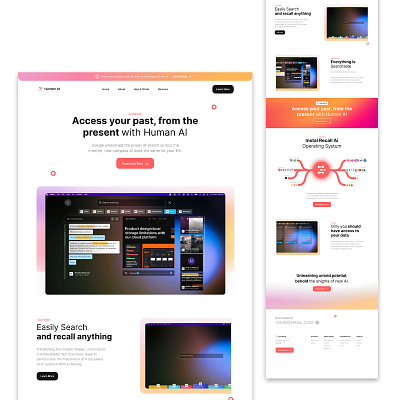 human ai web landing page design graphic design landing page logo ui web design