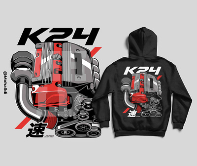 K-Series K24 Engine Illustration car engine car tshirt engine jdm engine k series k24