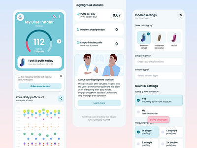 Smart Rescue app UI app asthma healthcare inhaler medtech ui ux