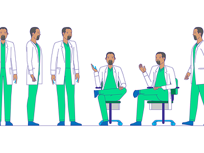 doctor poses characters design illustration people retro style styletest vector website