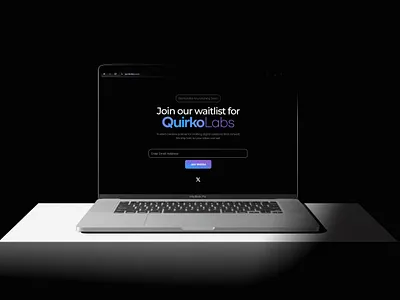 Waitlist page for QuirkoLabs branding design inspiration elementor gradient laptop mockup quirko ui waitlist waitlist page web3