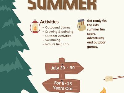 🌞 Unleash the Summer Fun! Kids Camp Summer Program 🏕️🎨 canva enjoy kidsactivities outdoorfun poster summercamp