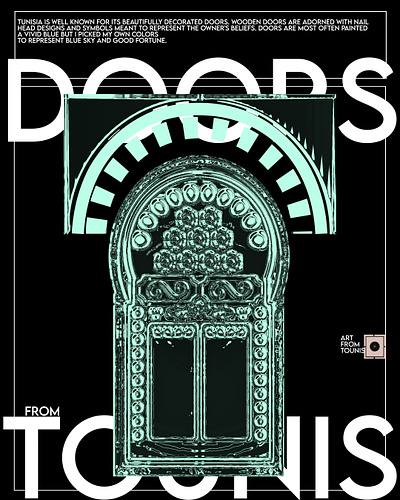 Poster design of tunisian old style doors. poster design