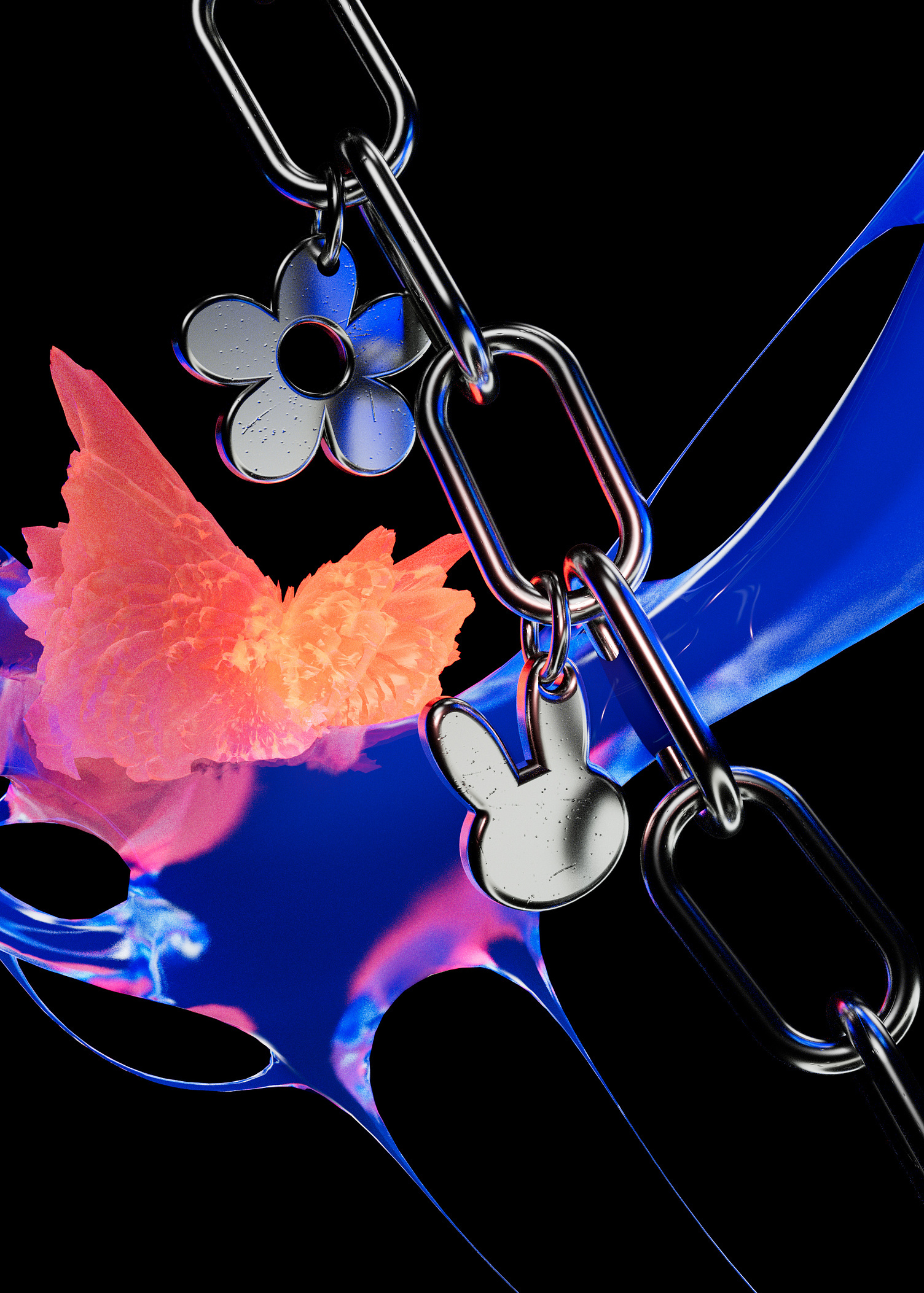 Chain 3d abstract c4d chain cinema 4d flower liquid neon rabbit slime steel stone