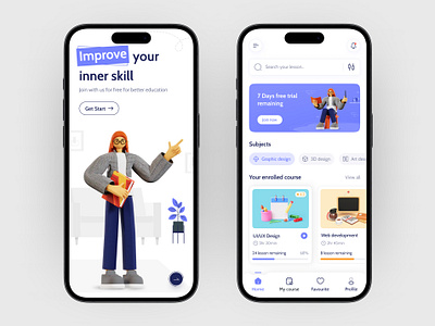 Online Course Mobile App animation app course app design education education app graphic design home page ios app logo mobile app mockup ui ux