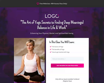 Yoga Webinar Funnel Template for GoHighLevel agency template design funnel design funnel template funnel theme ghl ghl template gohighlevel illustration ui yoga yoga webinar yoga webinar funnel