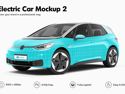 Electric Car Mockup 2 advertising mockup car painting car wrapping city car customizable electric car mockup electric car mockup 2 modern vehicle product design volkswagen id3 volkswagen mockup wrap zero emissions