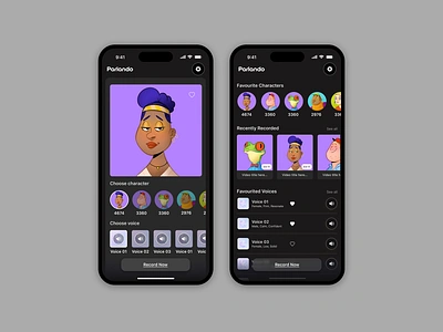 Talking heads iOS App design app app design dark mode generative ai nft product design ui design uiux video creation voice ai