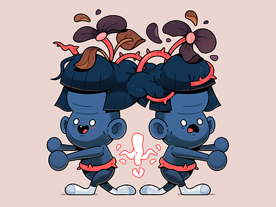 The Doppelgängers. 2d blue cartoon character characterdesign flower funny hair illustration illustrator orange scary socks thorns