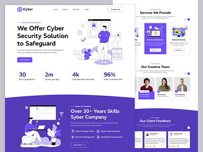 Cyber Security Website Landing Page 2024 new website clean cyber protic cyber security cyber security landing page data data security hacker internet it company website landing page saas design security website syber website ui ux webdesign