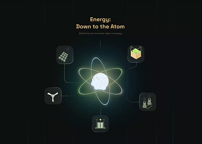 Atom - Splitting into energy app design illustration landing page ui uiux