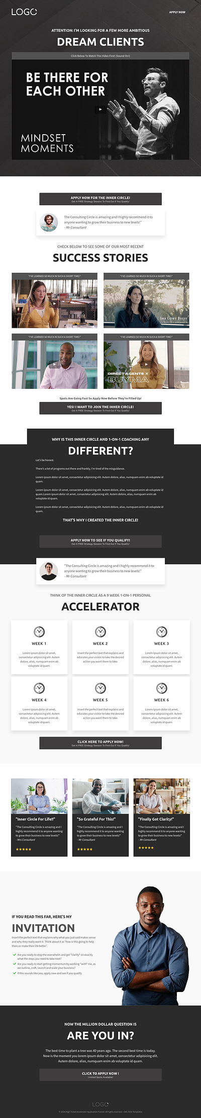 High Ticket Accelerator Application Funnel Template for GHL accelerator application agency template design funnel design funnel template funnel theme ghl ghl template gohighlevel high ticket accelerator funnel illustration ui