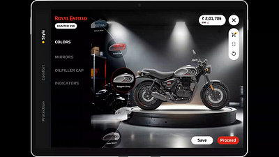 Royal Enfield's bike configuration interface - Redesign animation appdesign branding design graphic design interface productdesign ui design uiux design userinteraction userinterface ux ux design