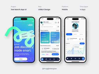 Job Search App UI 3d animation branding design graphic design illustration logo motion graphics ui vector