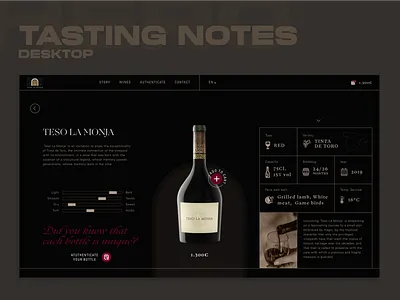 Teso la Monja - website concept - Tasting notes 2/2 composition concept figma interactive spain tasting notes teso la monja toro ui uxui web web design webdesign website wine