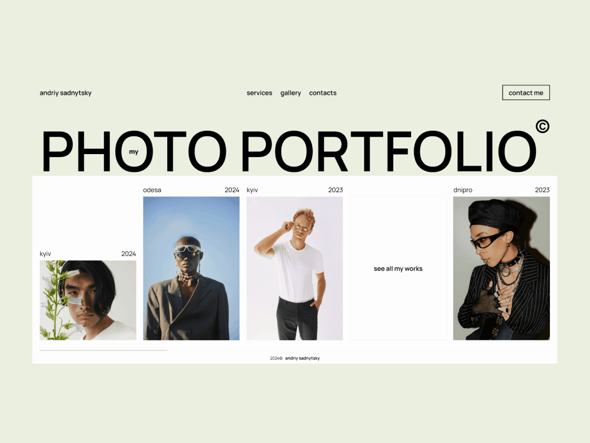 Main screen | Photographer's portfolio website | Головний екран animation design graphic design typography ui ux