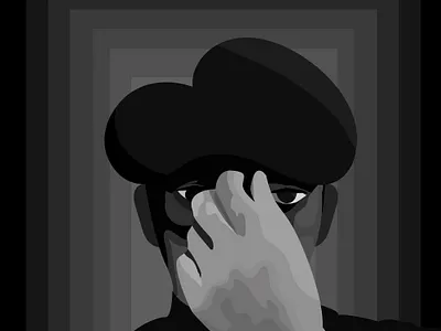 Dark Eyes artist black and white gray illustration mystery man suspense