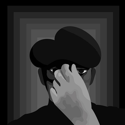 Dark Eyes artist black and white gray illustration mystery man suspense
