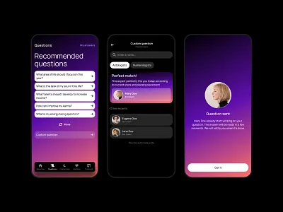 Questions tab app design astrology product design tab uiux