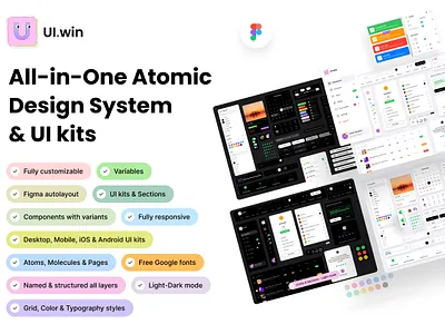 UI.win All-in-One Atomic Design System & UI kits atomic design systems case study daily ui design dark mode ui dashboard ui design system sample design system ui kits design systems light and dark ui sample multi purpose ui kits styleguides ui design inspirations ui kit set