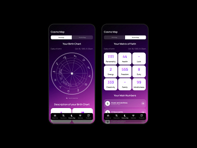 Cosmo Map app astrology product design ui