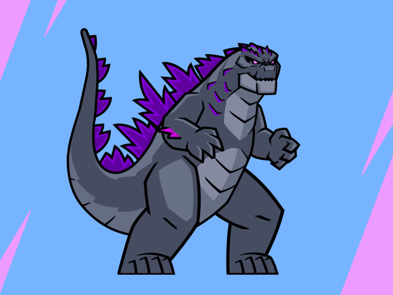 Godzilla x Kong: The New Empire animated sticker animation atomic breath barbie cartooning character animation character design gif godzilla godzilla x kong goidzillaxkong new empire pink pink godzilla warner bros