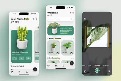 Kyari: An E-Commerce and Plant Management App app design green plant plant app ui ui design user interface visual design