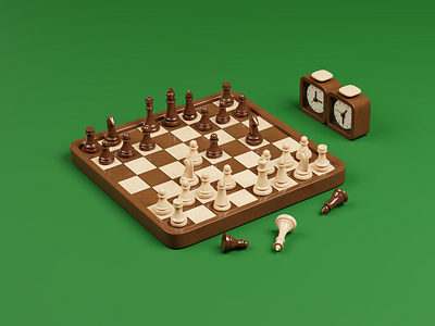3D Chess 3d 3d art 3d design 3d modeling blender chess chess 3d chessboard design game game design illustration render ui