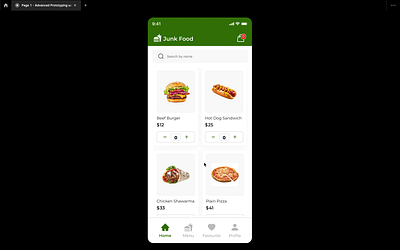 Advanced Prototyping using Local Variables figma food app interaction design prototyping ui