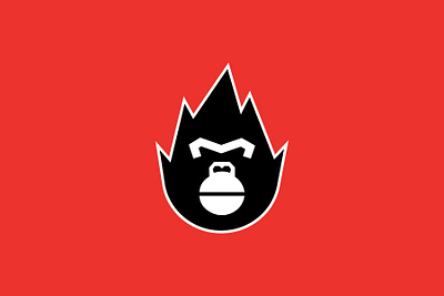 Angry Gorilla Flame Logo (for sale) angry animal logo branding design flat for sale geometric gorilla graphic design logo logo design mascot minimalistic modern nigeria nigerian outline red silhouette symmetrical