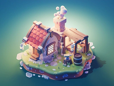 Blacksmith House 3d blacksmith blender diorama game game art illustration isometric render